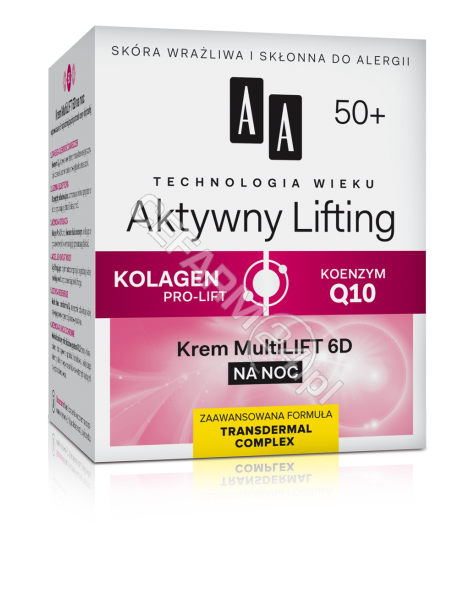 OCEANIC AA Technologia Wieku Aktywny Lifting 50+ krem multilift 6d na noc 50 ml