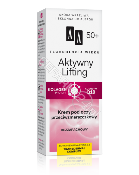 OCEANIC AA Technologia Wieku Aktywny Lifting 50+ krem pod oczy przeciwzmarszczkowy bezzapachowy 15 ml