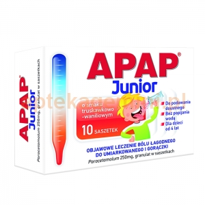 USP ZDROWIE Apap Junior, dla dzieci od 4 lat, granulat 250mg, 10 saszetek