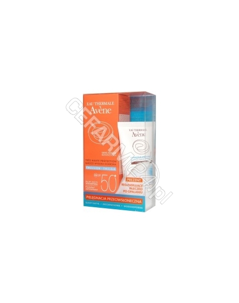 AVENE Avene emulsja BEZ ZAPACHU z bardzo wysoką ochroną przeciwsłoneczną spf50+ suchy dotyk do skóry normalnej lub mieszanej 50 ml + Avene regenerujące mleczko po opalaniu 50 ml GRATIS !!!