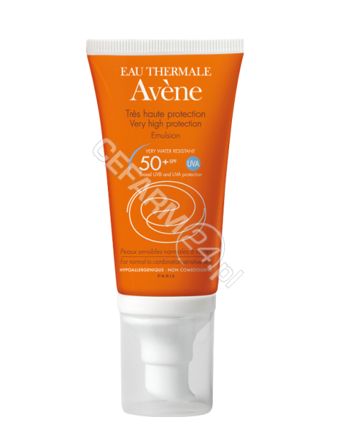 AVENE Avene emulsja z bardzo wysoką ochroną przeciwsłoneczną spf50+ suchy dotyk do skóry normalnej lub mieszanej 50 ml