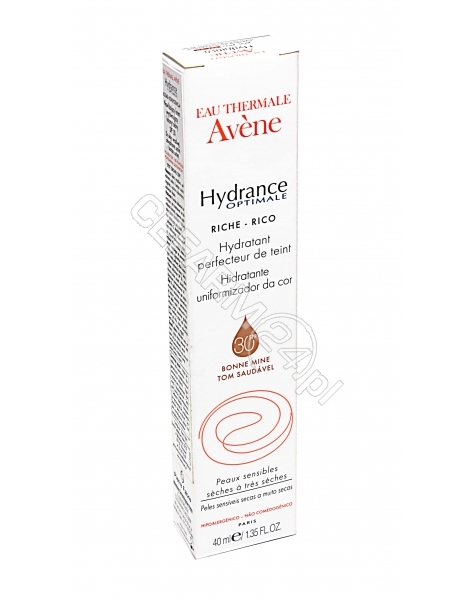 AVENE Avene hydrance optimale riche spf 30 krem nawilżający, wyrównujący koloryt skóry do skóry wrażliwej, odwodnionej suchej i bardzo suchej 40 ml