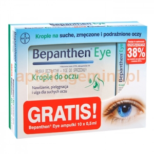 BAYER Bepanthen eye, krople do oczu, butelka, 10ml + Bepanthen eye, krople, ampułki, 10 sztuk po 0,5ml