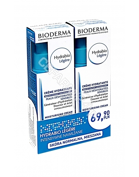 BIODERMA Bioderma DUOPACK Hydrabio Legere - lekki krem nawilżający dla skóry odwodnionej i wrażliwej (2 x 40 ml)