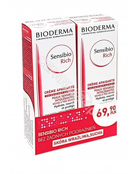 BIODERMA Bioderma DUOPACK Sensibio Rich - krem łagodzący o bogatej konsystencji do skóry wrażliwej (2 x 40 ml)