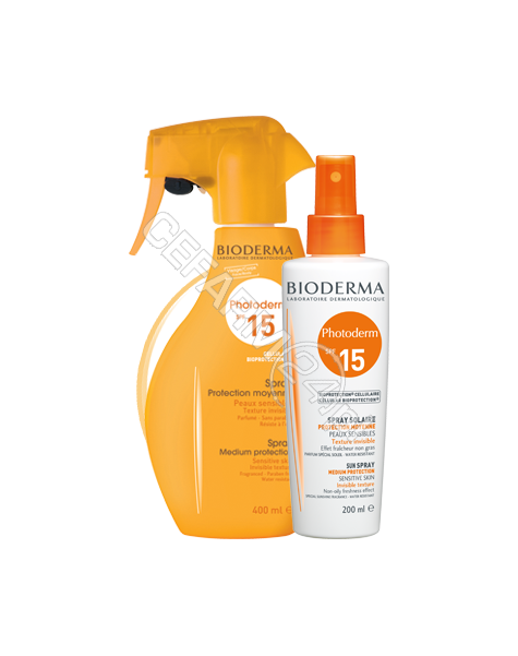 BIODERMA Bioderma photoderm spray spf 15 400 ml (dla skóry ciemnej, opalonej)