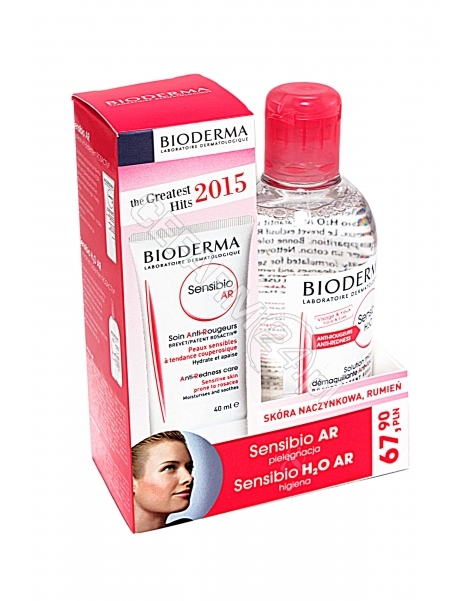 BIODERMA Bioderma promocyjny zestaw - sensibio AR H2O - płyn micelarny do skóry z problemami naczynkowymi 250 ml + Bioderma sensibio AR - krem aktywny dla skóry z problemami naczynkowymi 40 ml