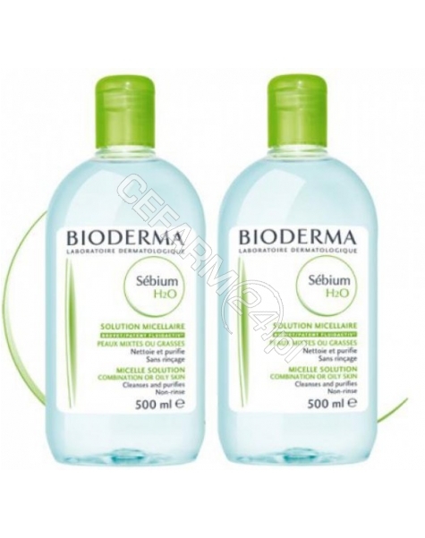 BIODERMA Bioderma sebium H2O - antybakteryjny płyn micelarny do oczyszczania twarzy 500 ml + 500 ml (duopack)