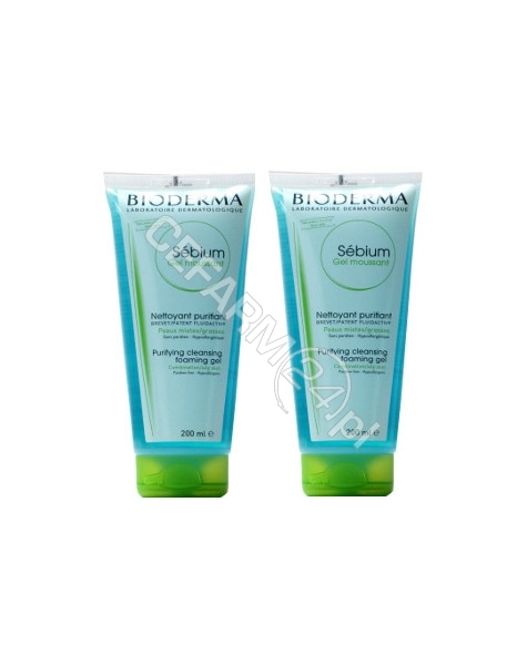 BIODERMA Bioderma sebium moussant - antybakteryjny żel do mycia twarzy z kompleksem fluidactiv 200 ml + 200 ml (duopack)