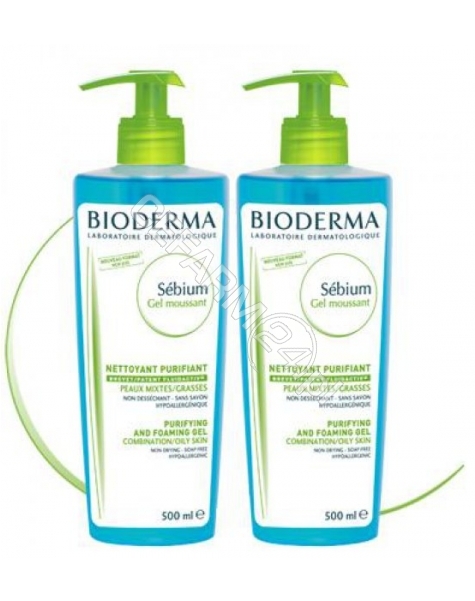 BIODERMA Bioderma sebium moussant - antybakteryjny żel do mycia twarzy z kompleksem fluidactiv 500 ml + 500 ml (duopack)
