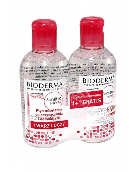 BIODERMA Bioderma sensibio AR H2O - płyn micelarny do skóry z problemami naczynkowymi 250 ml + 250 ml (duopack)