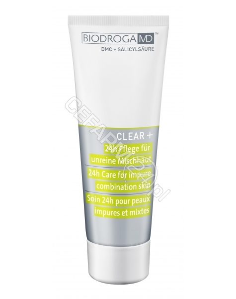 BIODROGA Biodroga Clear+ 24h care for impure combination skin krem do skóry mieszanej i zanieczyszczonej 75 ml
