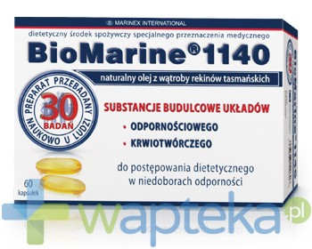 MARINEX INTERNATIONAL SP. Z O.O. BioMarine 1140 olej z wątroby rekina 60 kapsułek