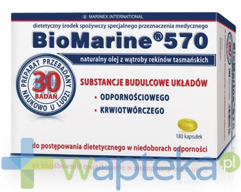 MARINEX INTERNATIONAL SP. Z O.O. BioMarine 570 olej z wątroby rekina 180 kapsułek