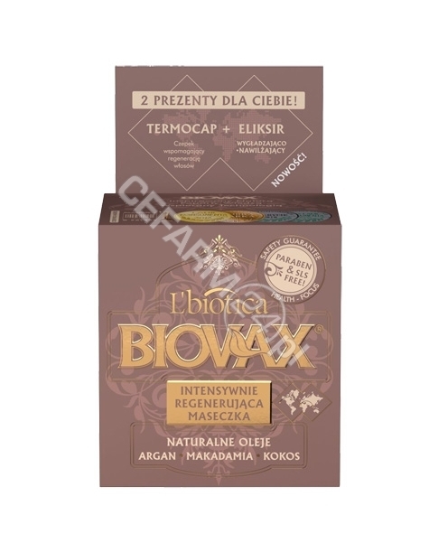 L'BIOTICA Biovax intensywnie regenerująca maseczka Argan, Makadamia, Kokos 250 ml
