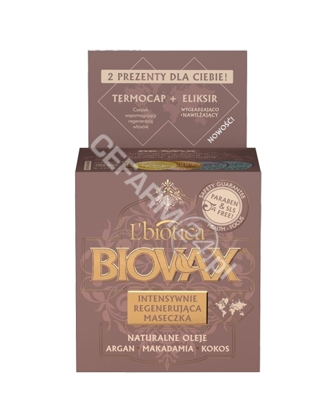 L'BIOTICA Biovax intensywnie regenerująca maseczka Argan, Makadamia, Kokos 250 ml