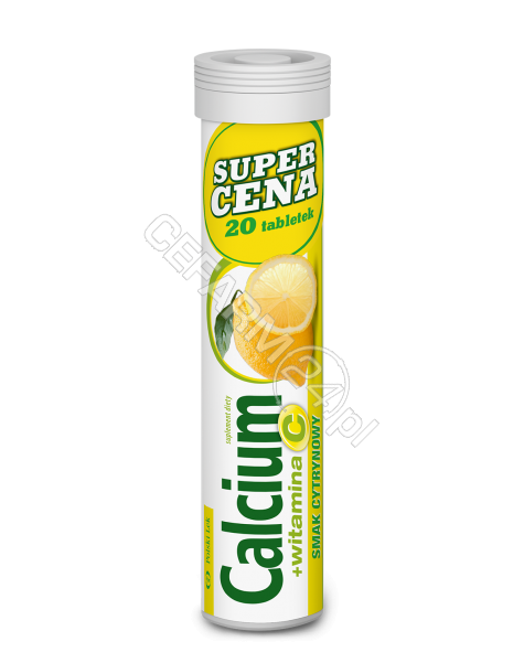 POLSKI LEK Calcium 300 mg + vit.c x 20 tabl musujących - smak cytrynowy