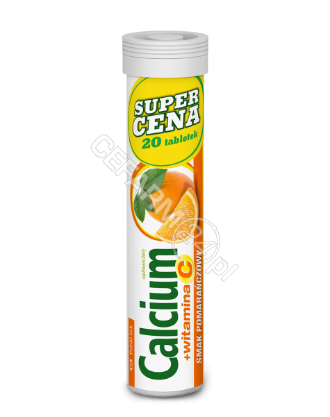 POLSKI LEK Calcium 300 mg + vit.c x 20 tabl musujących - smak pomarańczowy