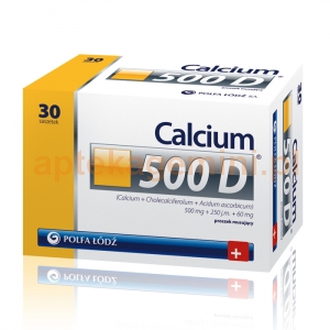 POLFA ŁÓDŹ Calcium 500D, 30 saszetek