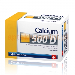 POLFA ŁÓDŹ Calcium 500D, 60 saszetek