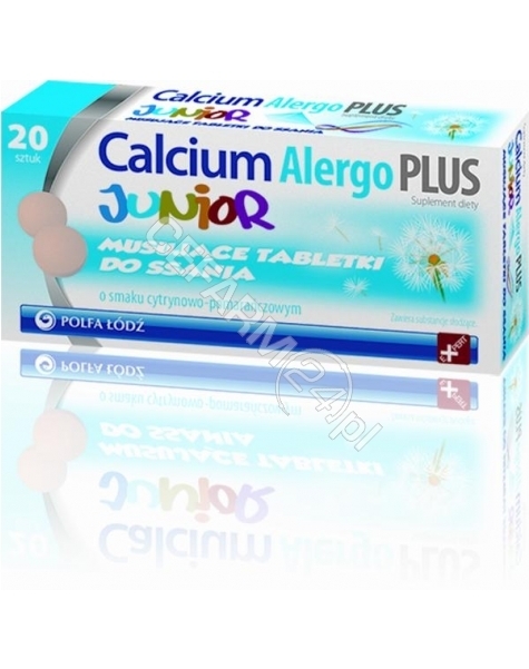 POLFA ŁÓDŹ Calcium alergo plus Junior x 20 musujących tabletek do ssania