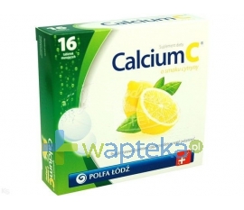 POLFA ŁÓDŹ S.A. Calcium C o smaku cytryny Polfa Łódź 16 tabletek