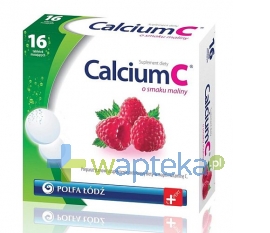 POLFA ŁÓDŹ S.A. Calcium C o smaku maliny Polfa Łódź 16 tabletek 10634