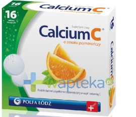 POLFA ŁÓDŹ S.A. Calcium C o smaku pomarańczy Polfa Łódź 16 tabletek