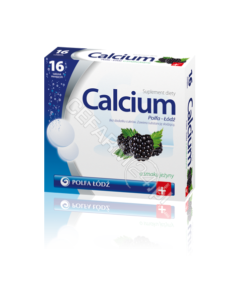 POLFA ŁÓDŹ Calcium jeżynowe x 16 tabl musujących - bez cukru (polfa łódź)