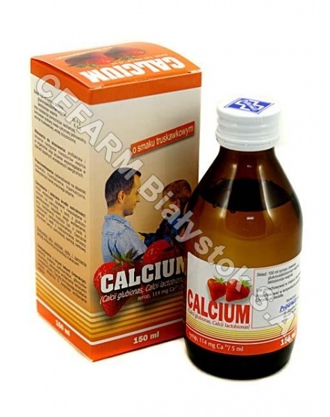 POLFARMEX Calcium syrop truskawkowy 150 ml (butelka szklana)