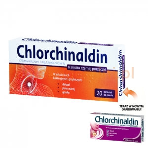 ICN POLFA RZESZÓW Chlorchinaldin o smaku czarnej porzeczki, 20 tabletek do ssania