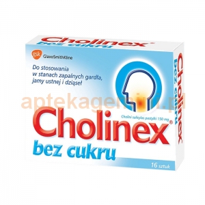 GLAXOSMITHKLINE Cholinex bez cukru, 150mg, 16 pastylek do ssania