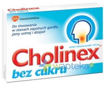 GLAXOSMITHKLINE PHARMACEUTICALS S.A. Cholinex bez cukru pastylki twarde 0,15g 24 tabletki