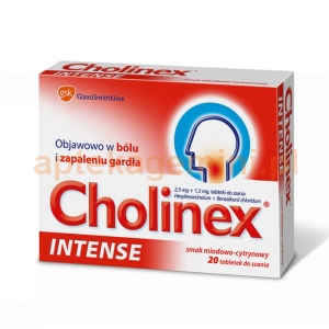 GLAXOSMITHKLINE Cholinex Intense, miód+cytryna, 20 tabletek