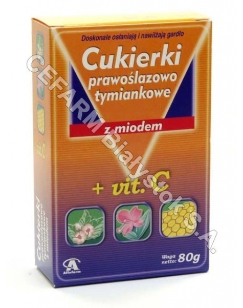 AFLOFARM Cukierki prawoślazowo-tymiankowe z miodem 80 g