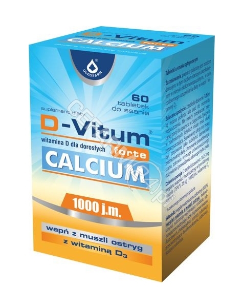 OLEOFARM D-Vitum forte Calcium x 60 tabl do ssania o smaku cytrynowym