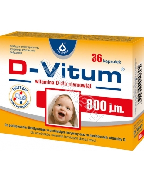 OLEOFARM D-vitum witamina d dla niemowląt 800 j.m x 36 kaps