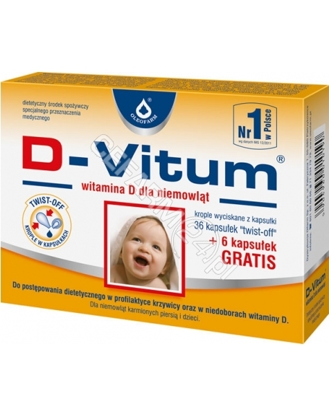 OLEOFARM D-vitum witamina d dla niemowląt x 36 kaps + 6 kaps