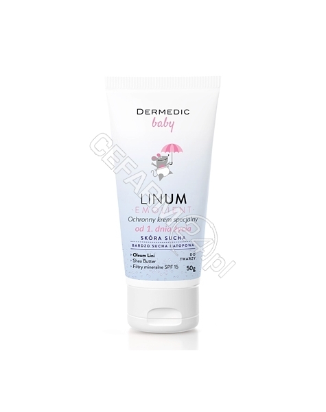 BIOGENED Dermedic emolient linum baby ochronny krem specjalny spf-15 od 1-ego dnia życia 50 g