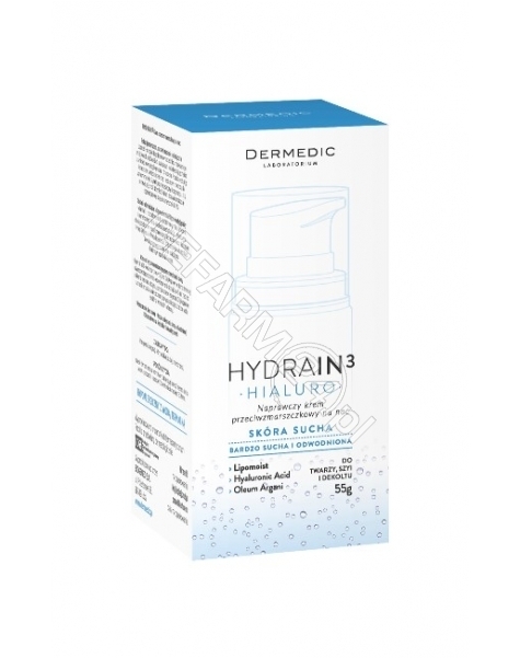 BIOGENED Dermedic Hydrain 3 Hialuro naprawczy krem przeciwzmarszczkowy na noc 55 g (z pompką)