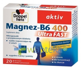 QUEISSER PHARMA GMBH & CO. Doppelherz aktiv Magnez-B6 UltraFAST 20 saszetek