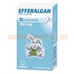 BRISTOL MYERS Efferalgan, 150mg, dla dzieci od 6 miesiąca do 2 lat, 10 czopków