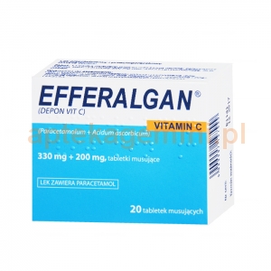 INPHARM Efferalgan 330mg z witaminą C, 20 tabletek musujących IMPORT RÓWNOLEGŁY