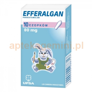 BRISTOL MYERS Efferalgan, 80mg, dla dzieci od 4 do 6 miesiąca, 10 czopków