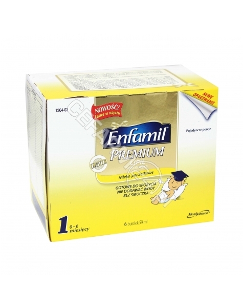 MEAD JOHNSON Enfamil premium 1 mleko początkowe do 6 miesiąca życia 6 x 59 ml