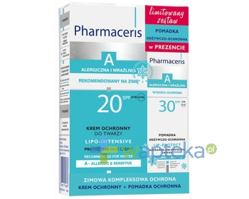 PHARMACERIS ERIS PHARMACERIS A Zestaw Lipo-Intensive krem ochronny do twarzy na zimę SPF20 50ml + LIP-PROTECT Pomadka odżywczo-ochronna GRATIS