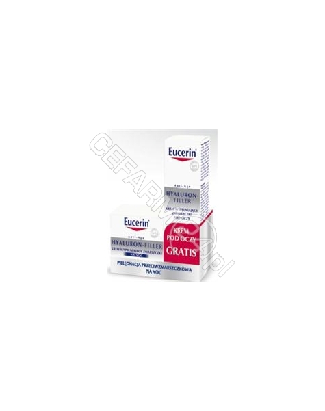 BEIERSDORF Eucerin zestaw hyaluron-filler - krem wypełniający zmarszczki na noc 50 ml + krem wypełniający zmarszczki pod oczy 15 ml GRATIS !!!