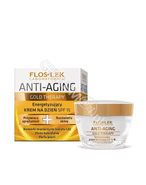 FLOS-LEK Flos-Lek Anti-Aging Gold Therapy energetyzujący krem na dzień spf-15 50 ml (data ważności <span class=