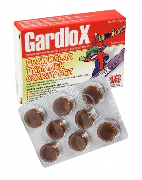 S-LAB Gardlox junior x 16 pastylek do ssania o smaku pomarańczowym