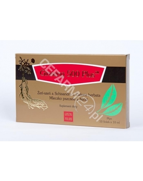 Ginseng Poland Ginseng 500 plus żeńszeń & miód x 10 fiolek